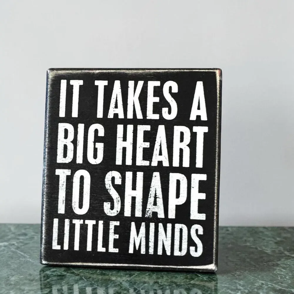 Wooden Box Sign, Big Heart Quote, Rustic Teacher Decor, Shelf Decor